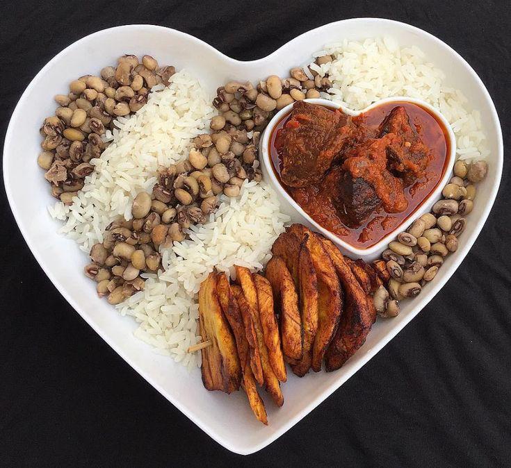 White Rice, Beans, Beef Stew & Plantain